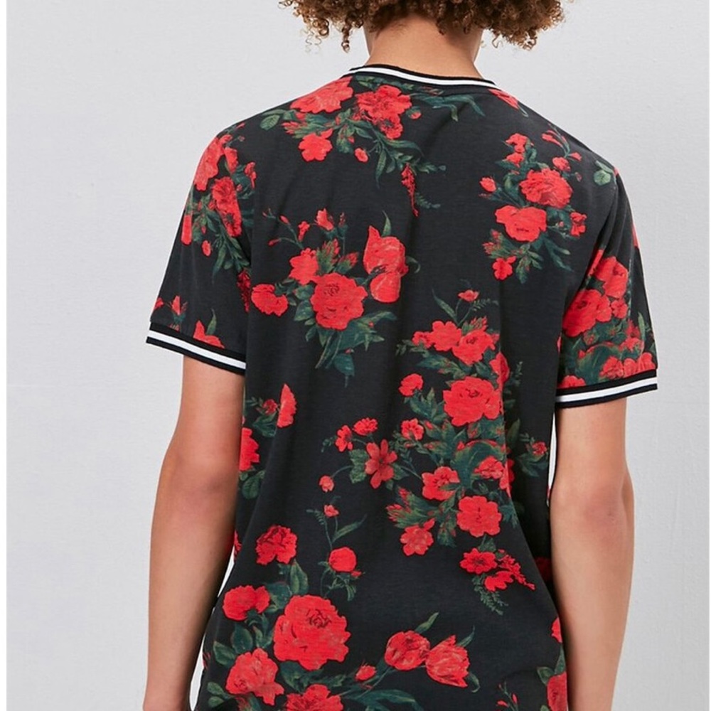 Rose Print Ringer Tee - Picture 2 of 9